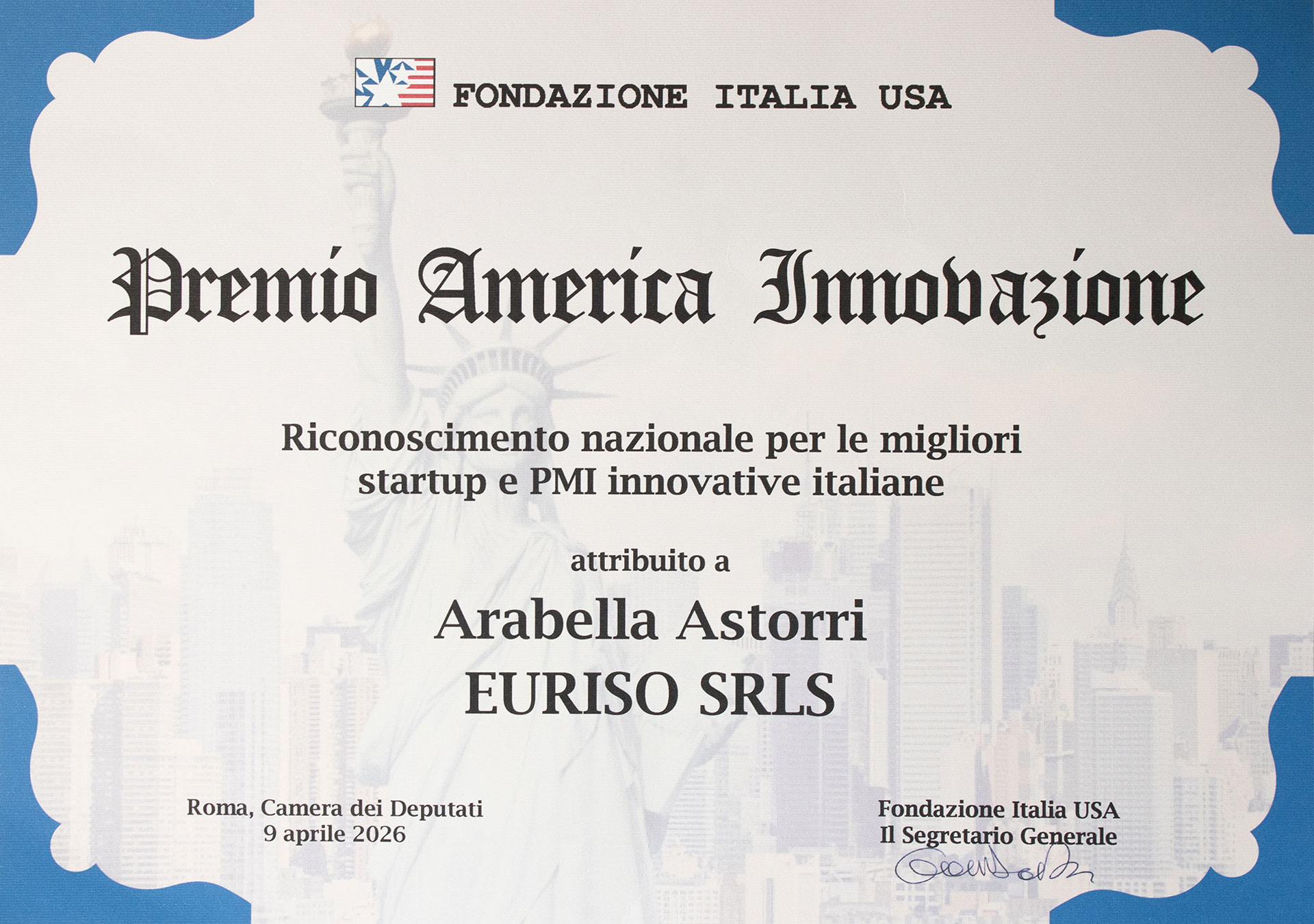 Premio America Innovazione 2026